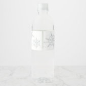 Winter Silver Snowflake Water FlesLabel Waterfles Etiket (Achterkant)