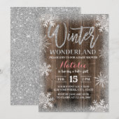 Winter Silver Snowflakes Barn Wood Baby shower Kaart (Voorkant / Achterkant)