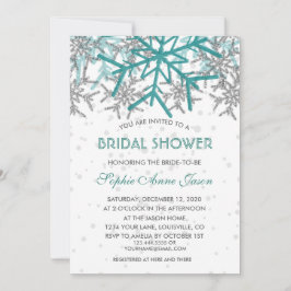 Winter Silver Turquoise Snowflakes Vrijgezellenfee Kaart