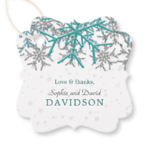 Winter Silver Turquoise Snowflakes Wedding