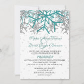 Winter Silver Turquoise Snowflakes Wedding Kaart (Voorkant)