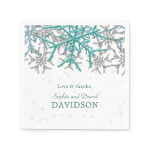 Winter Silver Turquoise Snowflakes Wedding