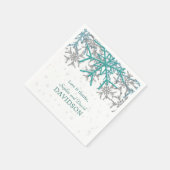 Winter Silver Turquoise Snowflakes Wedding Servet (Hoek)
