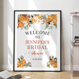 Winter sinaasappels Kerst vrijgezellenfeest welkom Poster