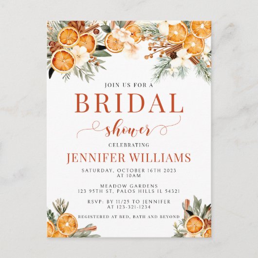 Winter sinaasappels vrijgezellenfeest briefkaart u (Voorkant)