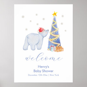 Winter Sinterklaas Ijsbeer Baby Shower Welkom Poster