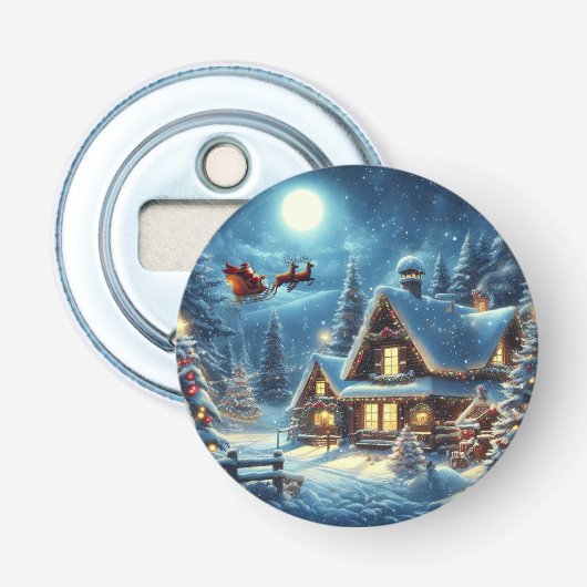 Winter/Sinterklaas/Kerstmis/Sneeuw Button Flesopener (Voorkant)