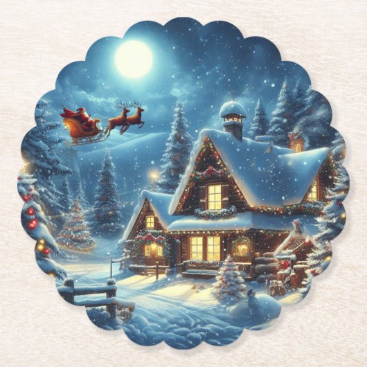 Winter/Sinterklaas/Kerstmis/Sneeuw Kartonnen Onderzetters (Voorkant)