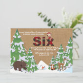 Winter Six Birthday Party Uitnodiging (Staand voorkant)