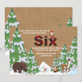 Winter Six Birthday Party Uitnodiging (Voorkant / Achterkant)