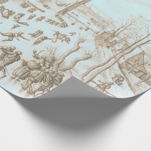 WINTER SKATERS Vintage Kerst Wrapping Papier (Hoek)