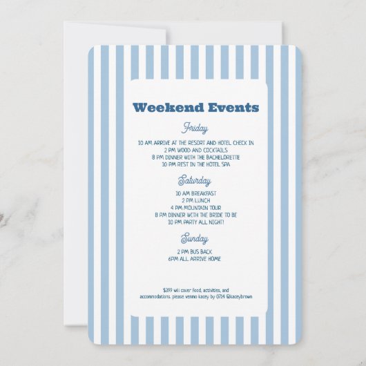 Winter ski bachelorette feestweekend kaart (Achterkant)