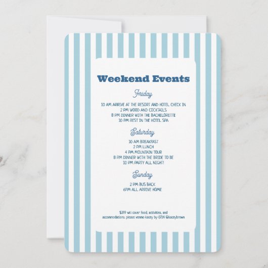 Winter ski bachelorette feestweekend kaart (Achterkant)