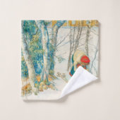 Winter Ski door Carl Larsson Bad Handdoek (Wasdoekje)