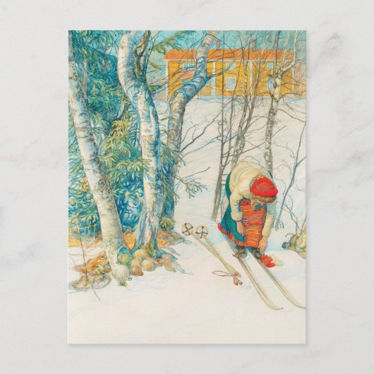 Winter Ski door Carl Larsson Briefkaart (Voorkant)