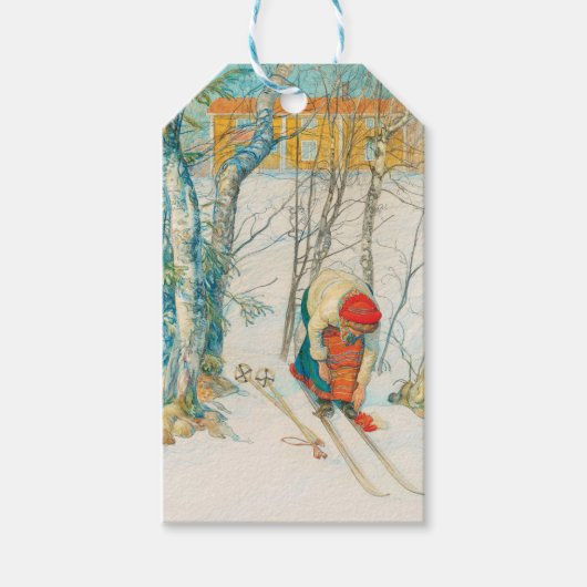 Winter Ski door Carl Larsson Cadeaulabel (Voorkant)
