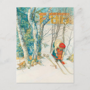 Winter Ski door Carl Larsson Feestdagenkaart