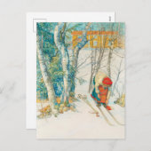 Winter Ski door Carl Larsson Feestdagenkaart (Voorkant / Achterkant)