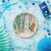 Winter Ski door Carl Larsson Papieren Bordje (Feest)