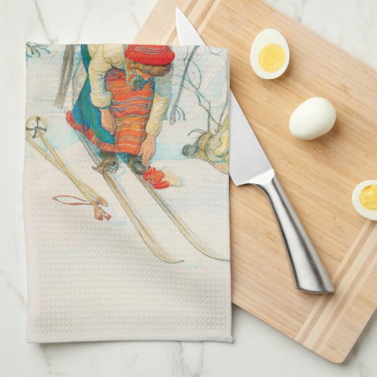 Winter Ski door Carl Larsson Theedoek (Quarter Fold)