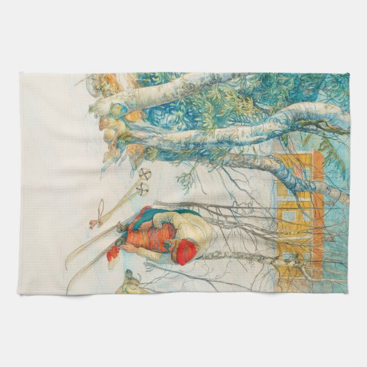 Winter Ski door Carl Larsson Theedoek (Horizontaal)