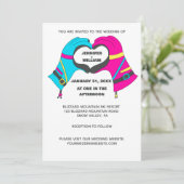 Winter Ski Handschoenen handen in hartvorm trouwju Kaart (Staand voorkant)