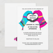 Winter Ski Handschoenen handen in hartvorm trouwju Kaart (Voorkant / Achterkant)