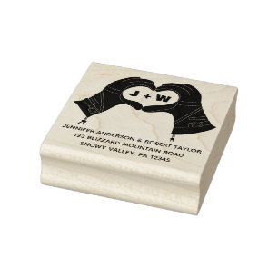 Winter Ski handschoenen Hands Heart Shape Return A Rubberstempel