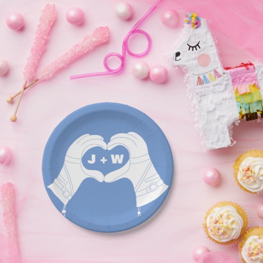 Winter Ski handschoenen in Heart Shape Wedding Papieren Bordje (Feest)