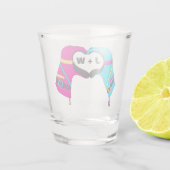 Winter Ski handschoenen in Initialen van Heart Sha Shot Glas (Achterkant)