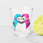Winter Ski handschoenen in Initialen van Heart Sha Shot Glas (Voorkant)