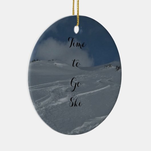 Winter Ski/Love Kerstversiering Keramisch Ornament (Rechts)