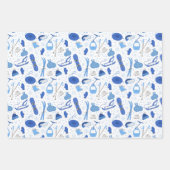 Winter Ski Sled Snowboard Wrapping Paper Set of 3 (Voorkant)