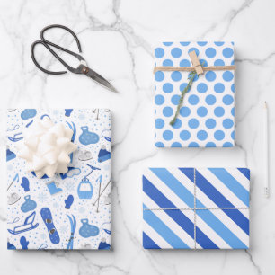 Winter Ski Slede Snowboard Inpakpapier Set van 3 Vel