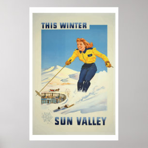  winter Ski sun valley idaho Travel Poster