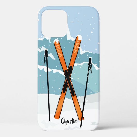 Winter Skien aangepaste naam telefoonhoesjes Case-Mate iPhone Case (Achterkant)