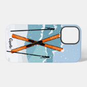 Winter Skien aangepaste naam telefoonhoesjes iPhone Hoesje (Achterkant horizontaal)