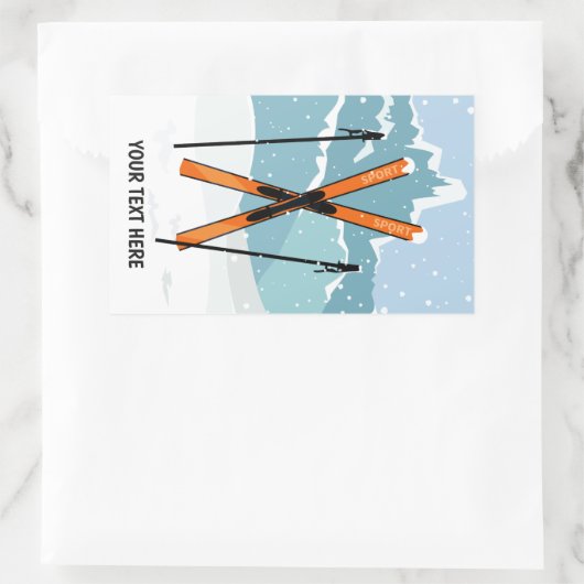 Winter Skien aangepaste tekststickers Rechthoekige Sticker (Tas)