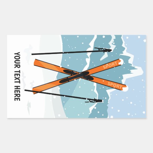 Winter Skien aangepaste tekststickers Rechthoekige Sticker (Voorkant)