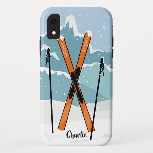 Winter Skien aangepaste telefoongesprekken Case-Mate iPhone Case (Achterkant)