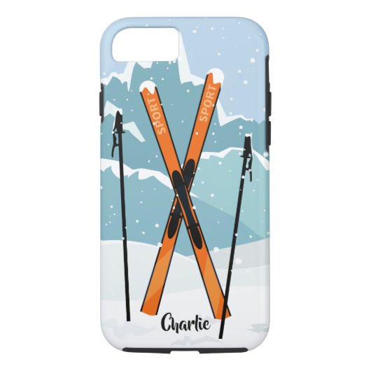 Winter Skien aangepaste telefoongesprekken Case-Mate iPhone Case (Achterkant)