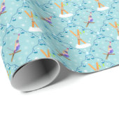 Winter Skien Damast Cadeaupapier (Rol Hoek)