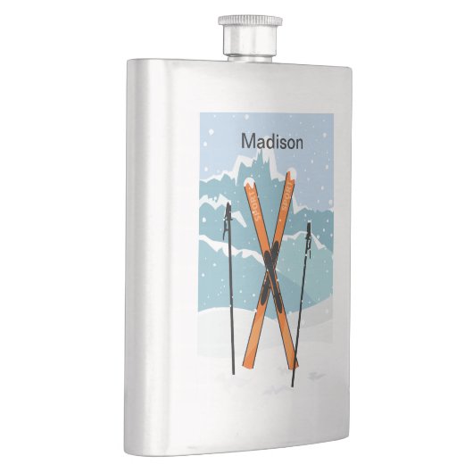 Winter Skien maatkolf Heupfles (Rechts)