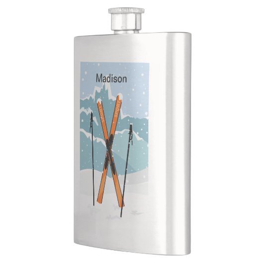 Winter Skien maatkolf Heupfles (Links)