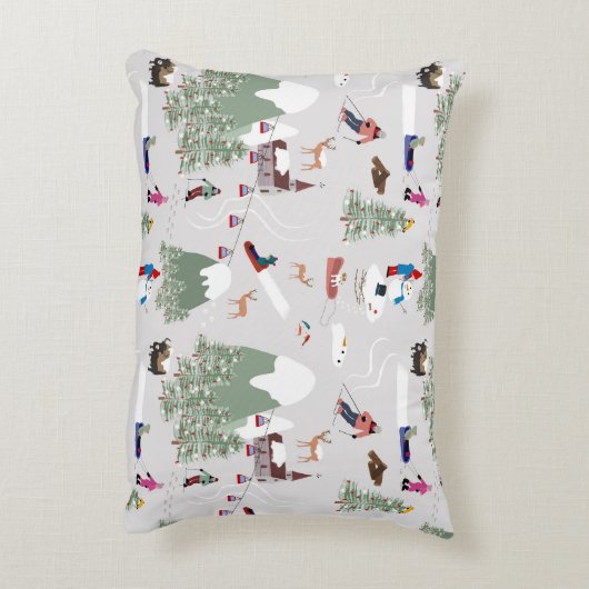 Winter Skiën Mountain Skigebieden Landschap Accent Kussen (Achterkant (Verticaal))