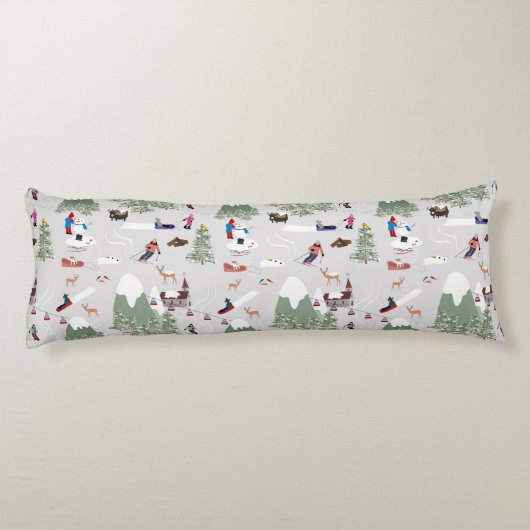 Winter Skiën Mountain Skigebieden Landschap Lichaamskussen (Achterkant)