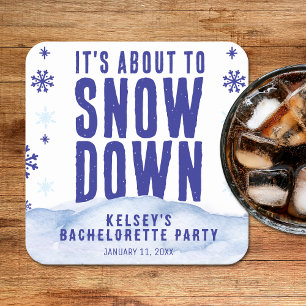 Winter Skiën Sneeuwvlok Bachelorette Party Kartonnen Onderzetters