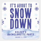 Winter Skiën Sneeuwvlok Bachelorette Party Vierkante Sticker (Voorkant)