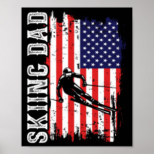 Winter Skïerende Vader Voor Liefhebber Skïen Usa V Poster
