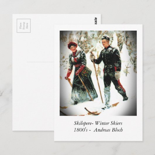 Winter Skiers Briefkaart (Voorkant / Achterkant)